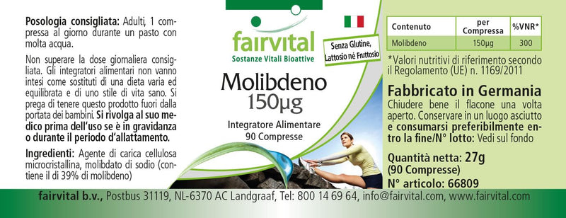 [Australia] - Fairvital | Molybdenum 150µg - 90 tablets - HIGH DOSE - essential trace element - VEGAN 