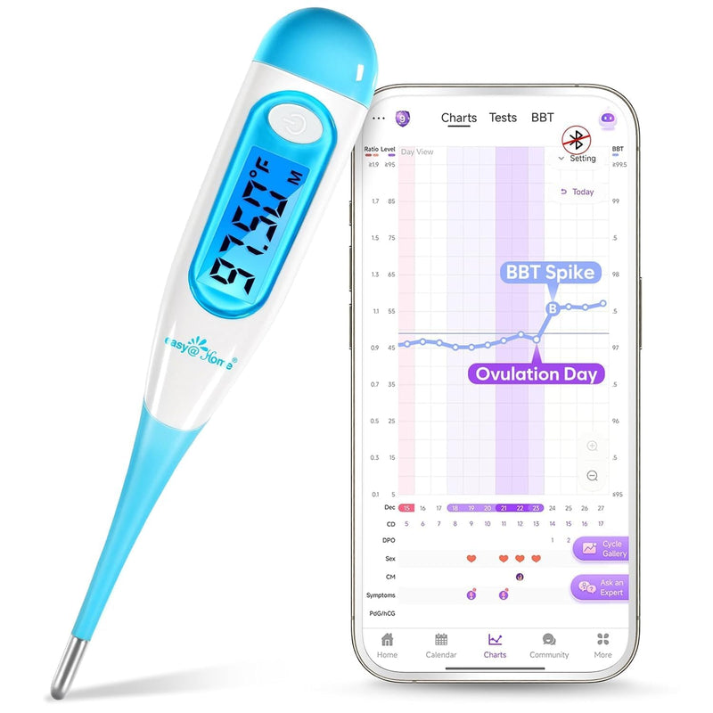 Easy@Home PdG Test Strips and Basal Body Thermometer Kit, 10 PdG+ EBT100