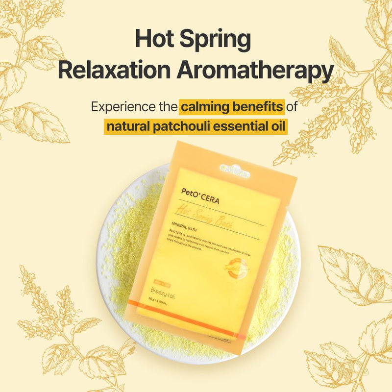 PetO'Cera Hot Spring Bath for Dogs, Soothes & Rejuvenates Skin, Relieves Itching, Alps Hot Spring Water, Loved by Top Korean Groomers – Easy Breezy, Professional Spa Care at Home (30g x 3 Pouches) - PawsPlanet Australia