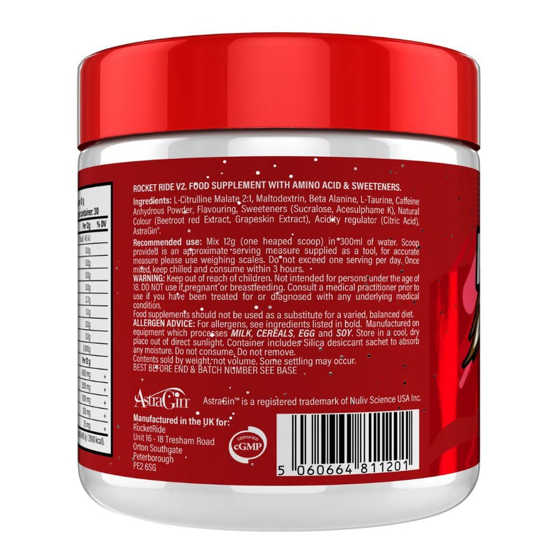 Rocket Ride Pre-Workout V2 360g – Extreme Energy & Focus – High Stim Caffeine – Smooth Mix & Incredible Flavours | 30 Servings (Cherry Cosmos) Cherry Cosmos