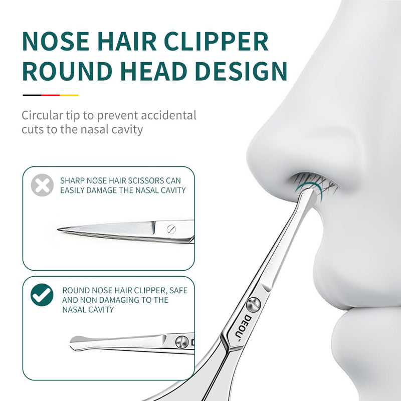 DEOU Nose Hair Trimmer - Paris Tower - Inspired Design with Tail Handle - Premium Stainless Steel - All - in - One Grooming & Multipurpose Shears - Safe, Hygienic & Portable