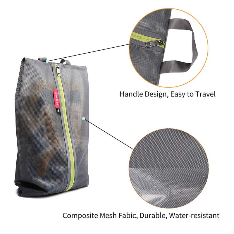 pack all Grey Bundle | Water Resistant 2 Pcs Shoe Bag & 3 Pcs Zipper Pouch Set for Travel, Home, Outdoor