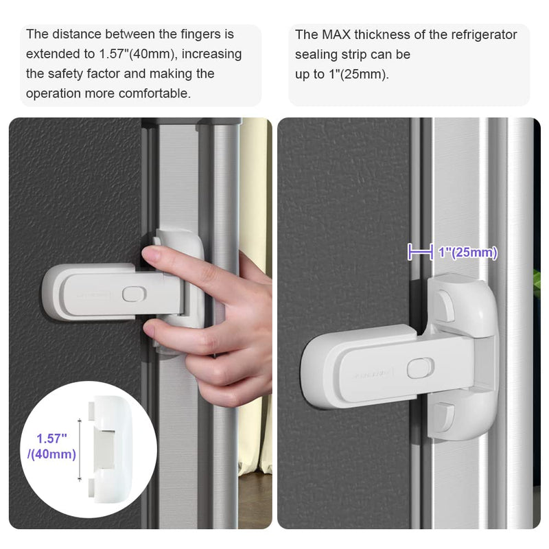 [Australia] - EUDEMON 1 Pack Updated Child Proof Refrigerator/Fridge/Freezer Door Lock Apply to Max 1"(25mm) Sealing Strip for Toddlers and Kids, no Tools Need or Drill (White) White 