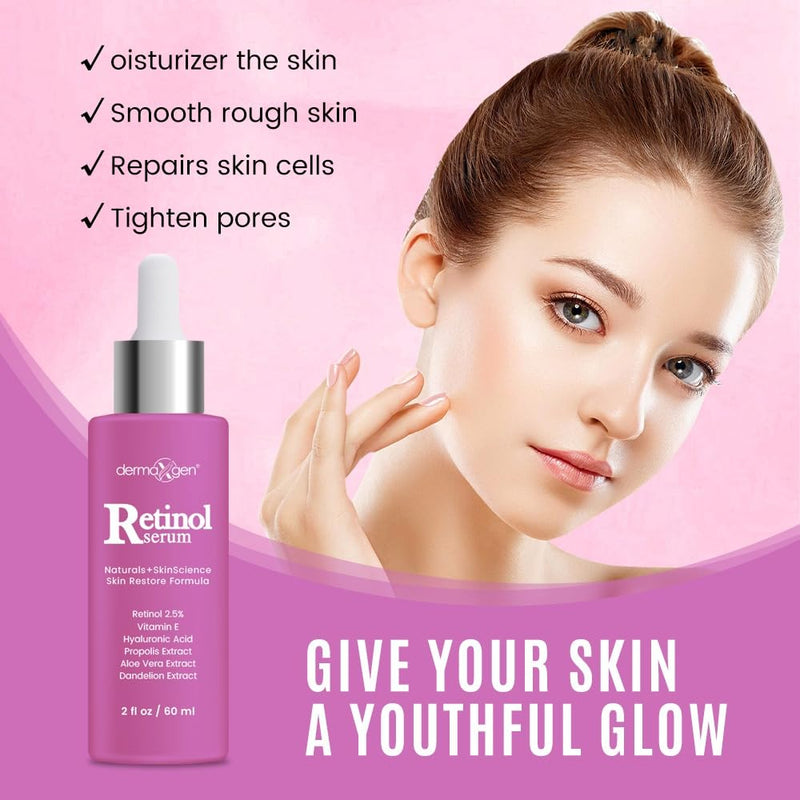 2.5% Retinol Serum for Face - Anti Aging Treatment with Hyaluronic Acid & Vitamin E - Nighttime Retinol Serum for Face - Hydrating Formula for Fine Lines & Wrinkles - 2 Fl oz 1.7 Ounce (Pack of 1)