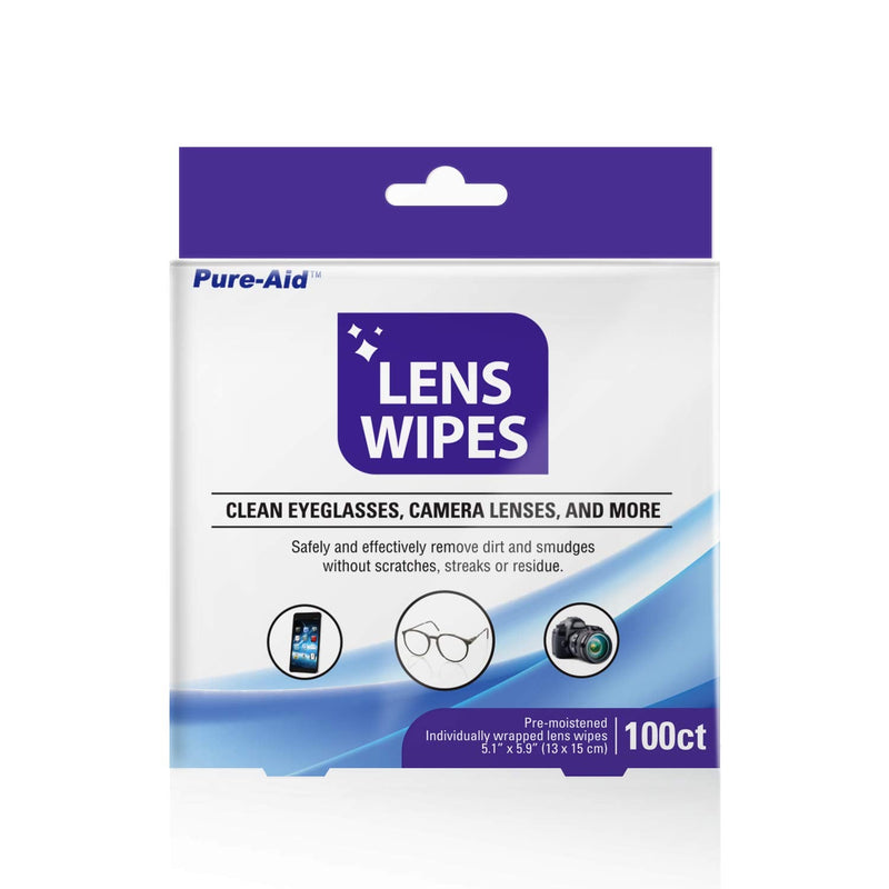 [Australia] - Lens Wipes, Cleans Eyeglasses Camera Lenses, Smart Phones and More - 100ct (Individually Wrapped Wipes) per pack 