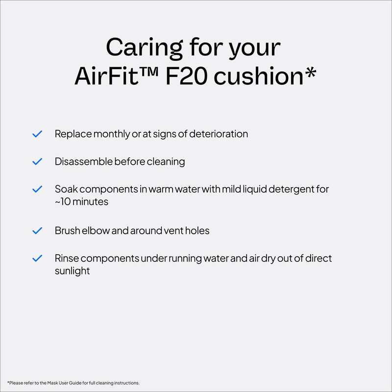 [Australia] - ResMed AirFit F20 Cushion - Full-Face CPAP Mask Cushion Replacement - CPAP Accessories - Large 