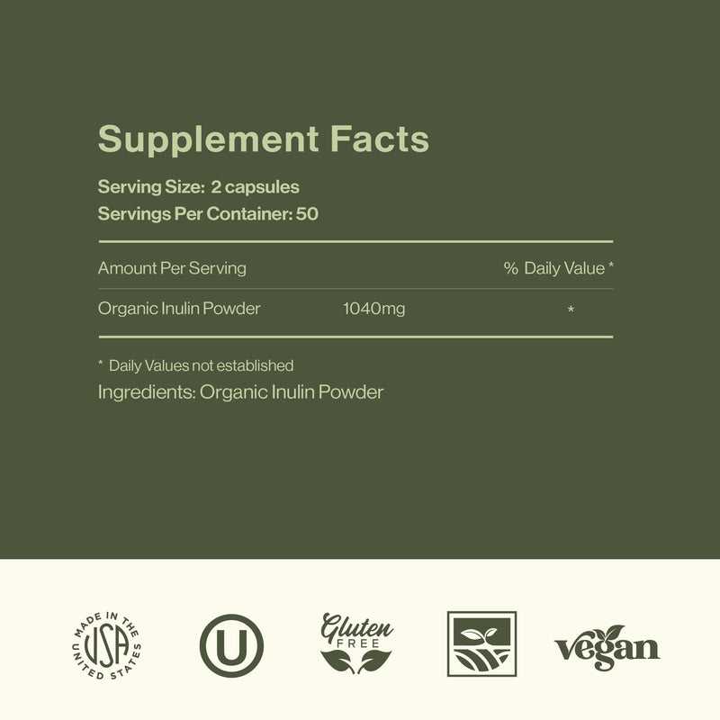 [Australia] - Complete Natural Products Organic Inulin Capsules - 520mg 100 Pills, Organic Jerusalem Artichoke Inulin Capsules 