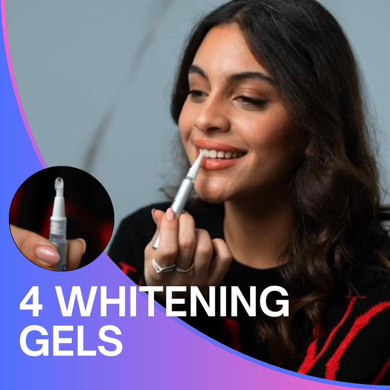 [Australia] - Premium Teeth Whitening Kit for Sensitive Teeth, 32X Dual Blue and red LED Lights, +4 whitening Pens, Enamel Safe 