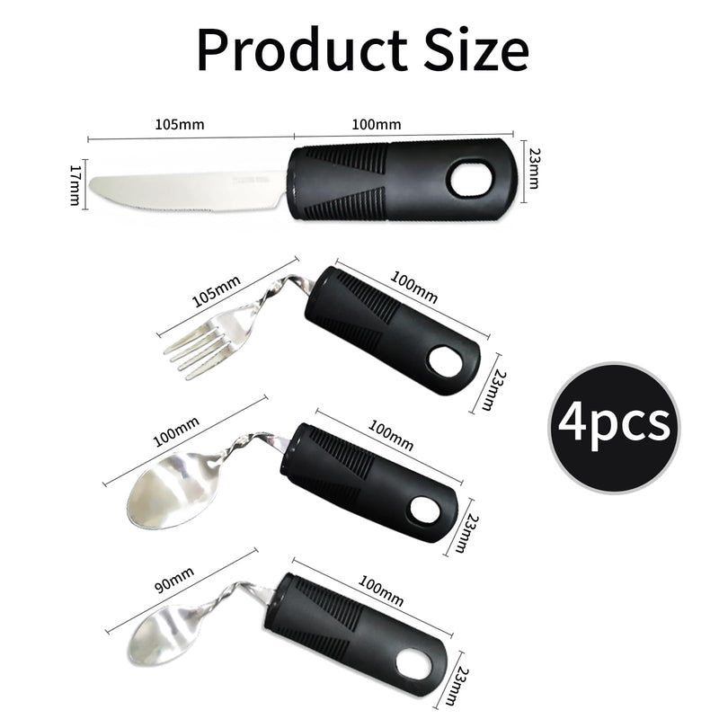 4PCS Bendable Cutlery for Disabled Hands, Anti-Shake Adaptive Tableware, Weighted Bendable Cutlery with Knife Fork Spoon for Parkinson Elderly Disabled Arthritis Tremors Sufferers