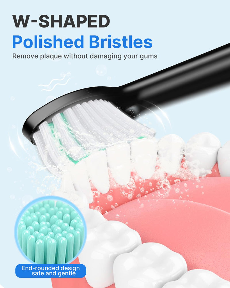 Operan Electric Toothbrush for Adults Sonic Rechargeable Toothbrush with Smart Timer 5 Modes 6 Brush Heads IPX7 Waterproof 40,000 VPM Motor 6 Hours Fast Charge for 100 Days (Black, 1Pack) Black