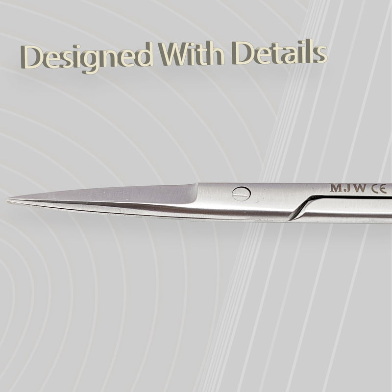 [Australia] - MJW Professional Iris Scissors Made of Stainless Steel Used as Beard, Ears, Nose Hair Scissors, Cuticle Cutting and Craft Scissors with Precise Jaw Cutting Straight Ends Iris Scissor Straight 