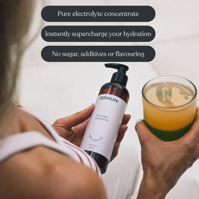 Oshun Electrolytes (Unflavoured/250ml) | Pure Electrolyte Concentrate to Instantly Supercharge Hydration/Performance | 100% Sugar-Free Electrolytes | No Additives/Flavourings | Clear Skin, Clear Mind