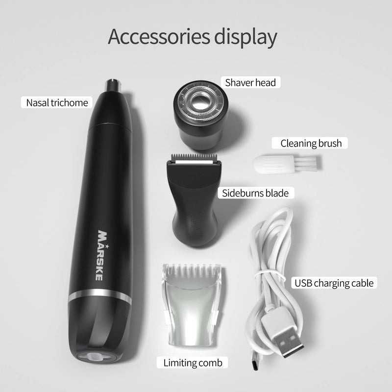 [Australia] - MARSKE Couples Bikini Electric Razors, 4 in 1 Couples Electric Shaver, Rechargeable Epilator Lady Hair Painless Shaver for Bikini Area/Nose/Armpit/Eyebrow/Facial Black White Shaver (Black) 