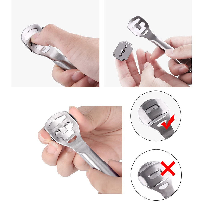 [Australia] - Econtal callus planer, callus remover, callus rasp foot, callus scraper for foot care, foot planer with plastic handle, 10 blades and plastic box 