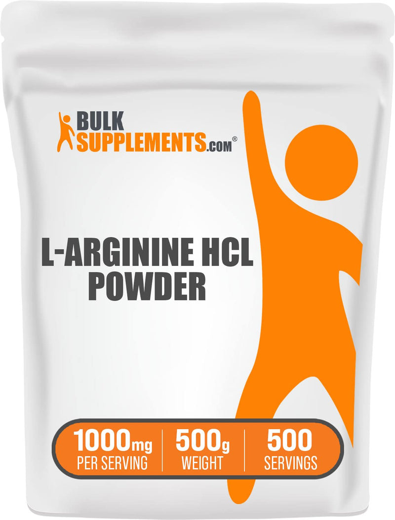 BulkSupplements.com L-Arginine HCl Powder - L-Arginine 1000mg, Arginine Supplement - Nitric Oxide Supplement, Nitric Oxide Powder - Pure & Gluten Free, 1000mg per Serving, 500g (1.1 lbs) 1.1 Pound (Pack of 1)