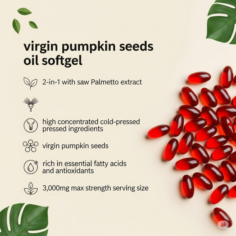 [Australia] - Pumpkin Seed Oil with Saw Palmetto ‚Äì 3000mg Per Serving, 300 Softgels | Cold Pressed Virgin Oil | Supports Prostate, Bladder, Urinary & Hair Health | Non-GMO 
