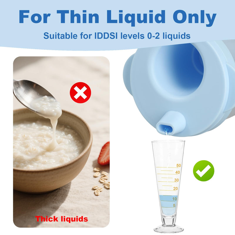 Dysphagia Cup for Adults - 5cc/10cc/15cc Spill-Proof Drinking Cup for Elderly | IDDSI Levels 0-2 | Choke Prevention | Removable Handles | Nose Cutout Design