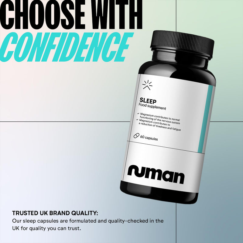 Numan Sleep Deep Support – 60 Vegan Capsules with Chamomile, L-Theanine, Magnesium Citrate - Night-time Support, Made in UK