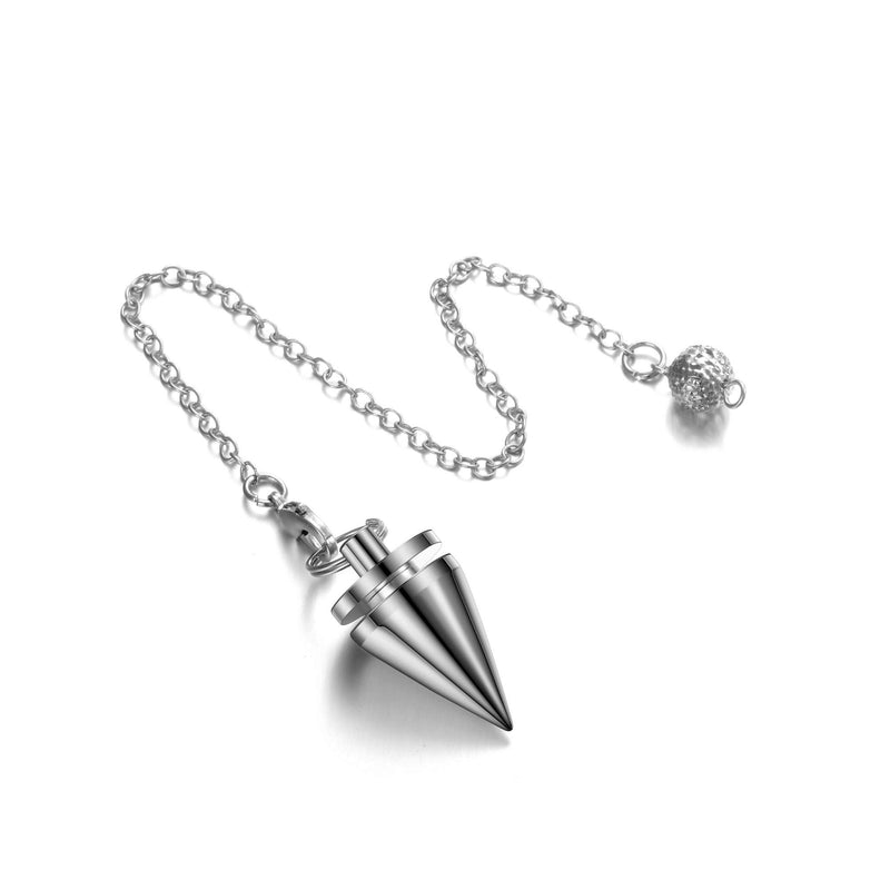 [Australia] - Jovivi Oracle Esoteric Copper Pendulum with Chain Dowsing Tip Pendulum Healing Reiki Energy Therapy Meditation Tensor Silver 