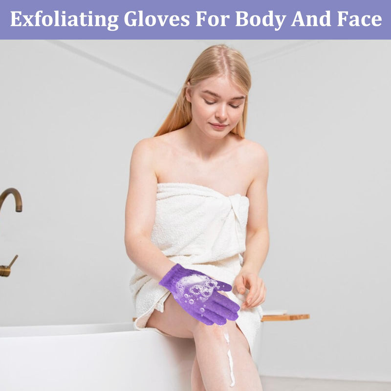 [Australia] - KEYRI Pack of 10 peeling gloves, peeling gloves, exfoliating gloves for body and face, massage glove, peeling washing gloves for women, shower spa massage (white + pink + purple + green + blue) white + pink + purple + green + blue 
