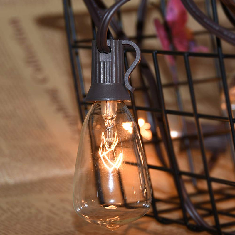 [Australia] - ST38 Edison Replacement Light Bulbs, 7W Clear Glass String Lights for Outdoor Patio Garden Wedding Decor, C7/E12 Screw Base, 10 Pack St38 