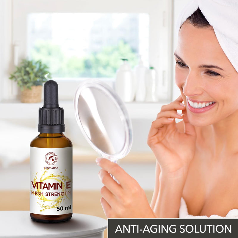 High Strength Pure Vitamin E 50 ml - Vitamin E Drops - Natural - Vitamin E for Skin Care - for Face - Skin - Hair - Nails - Lips - Beauty - Cosmetic Base