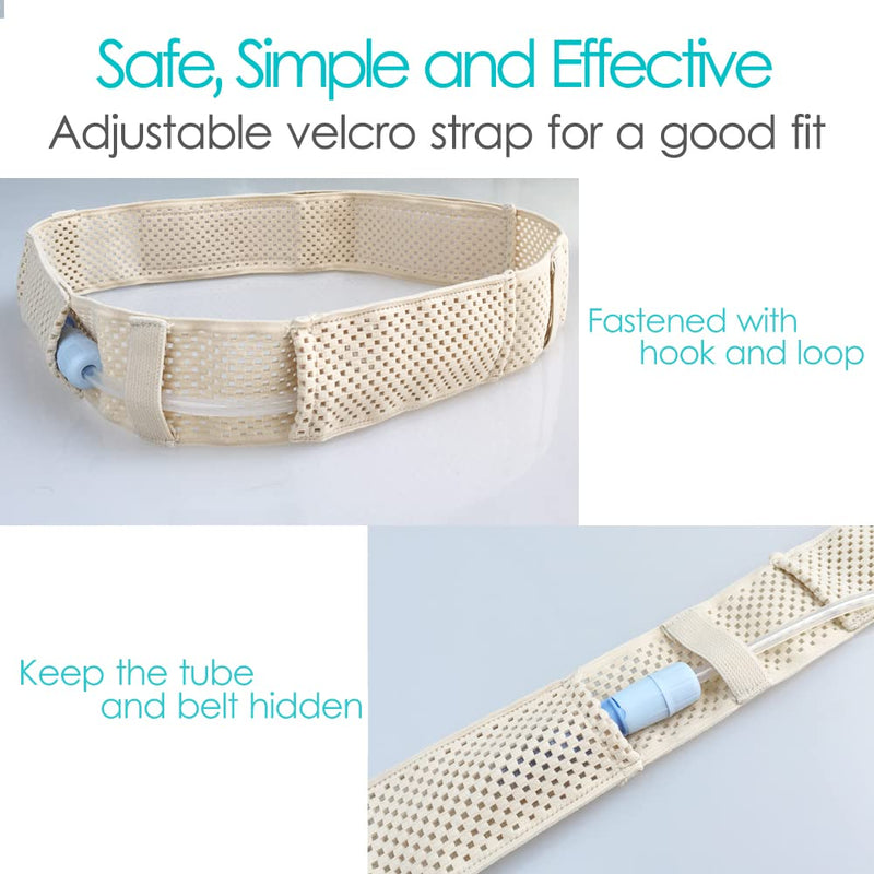 [Australia] - Mesh Breathable PD Belt Peritoneal Dialysis Catheter Accessories Supplies Soft Transfer Set Holder Protector Belts for Stomach Feeding Peg J Tube Women Men Adults Beige Medium (Pack of 1) 