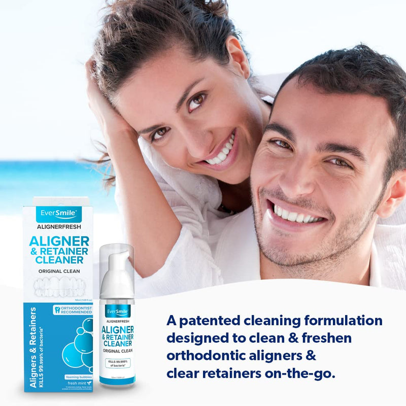 [Australia] - EverSmile AlignerFresh Original Clean-The Original Cleaning WhiteFoam On-The-Go Clear Retainer Cleaner. Eliminates Bacteria, Whitens Teeth & Fights Bad Breath (50ml - 2 Pack) 1.69 Fl Oz (Pack of 2) 