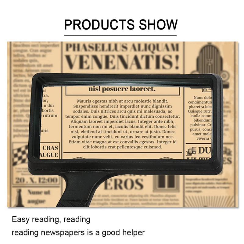 Hand-held Rectangular Magnifying Glasses - 4X Magnification Magnifier 100x50MM Large Area High-definition Glass Lens no Distortion suitable For Reading the Elderly perfect Low Vision Aid