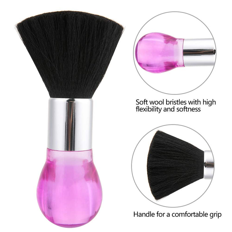 2 Colors Professional Neck Face Duster Brush Barber & Salon Hair Clean Hairbrush Cutting Comfortable Grip Hairdressing Styling Tool () Pink