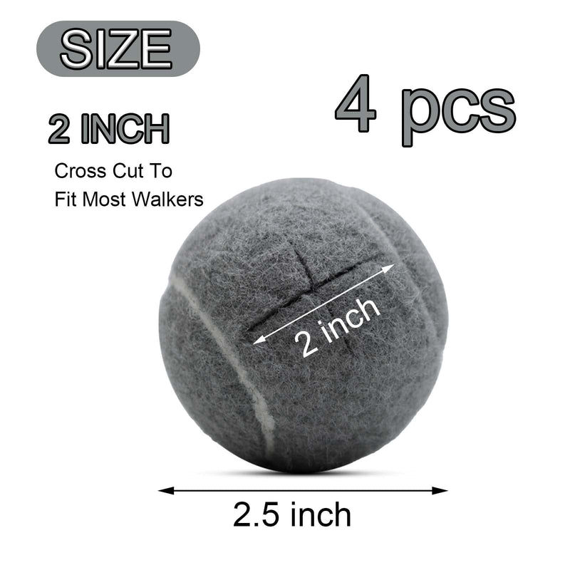 [Australia] - 4 PCS Precut Walker Tennis Balls for Furniture Legs Floor Protection, Heavy Duty Long Lasting Felt Pad Glide Coverings Grey 