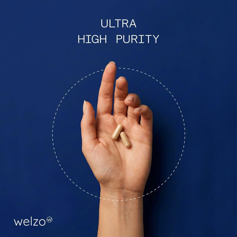 Welzo PQQ 20mg – 99%+ Ultra High Purity Pyrroloquinoline Quinone – Bio-Identical Mitochondrial & Cellular Energy Support – High Potency Antioxidant – 60 Capsules