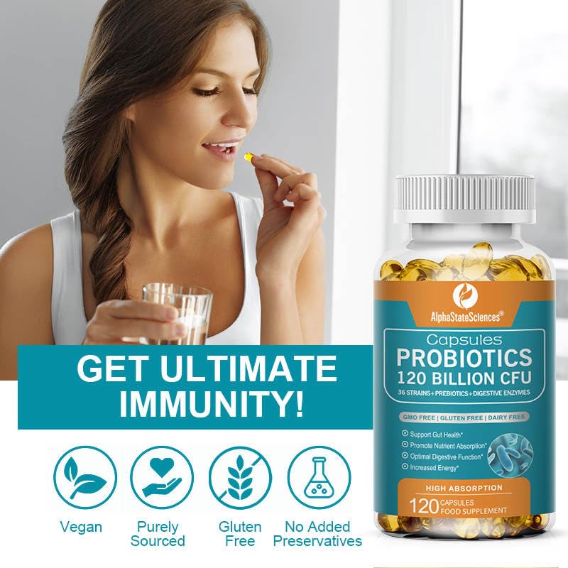 ReviveWell Advanced 120 Billion CFUs ProBiotics + PreBiotics + Enzymes - Boost Gut Health, Digestion, and Urinary Tract - Organic Fruit & Veg Complex - 120 SoftGels 2-Month Supply