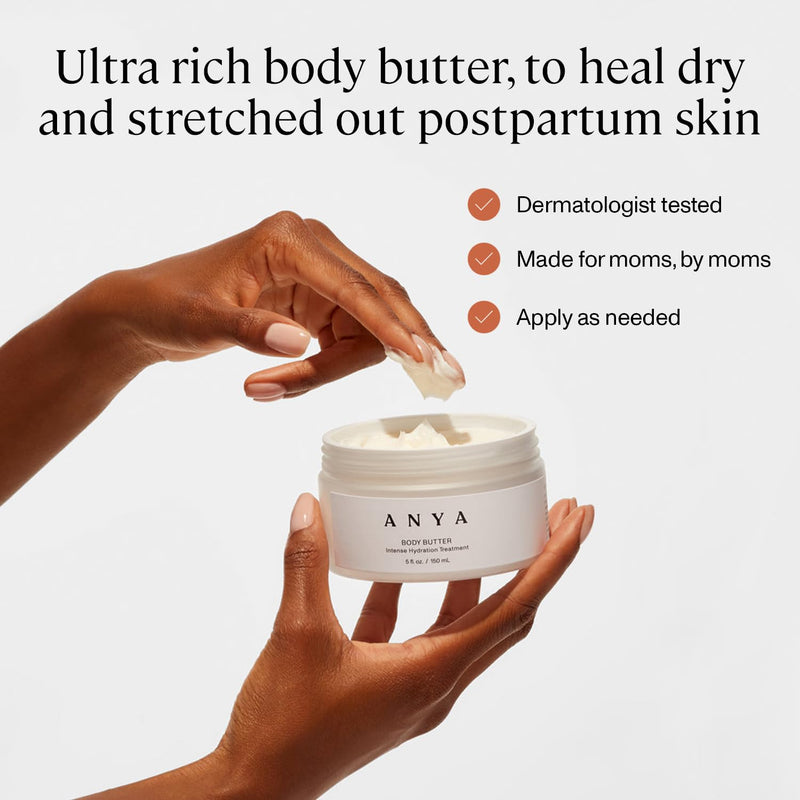 [Australia] - ANYA Body Butter, 5oz - Stretch mark repair and prevention lotion. Dermatologist-tested, Breastfeeding Safe ultra-rich cream, keeps skin hydrated postpartum. Essentials Gifts Baby Shower Gifts 