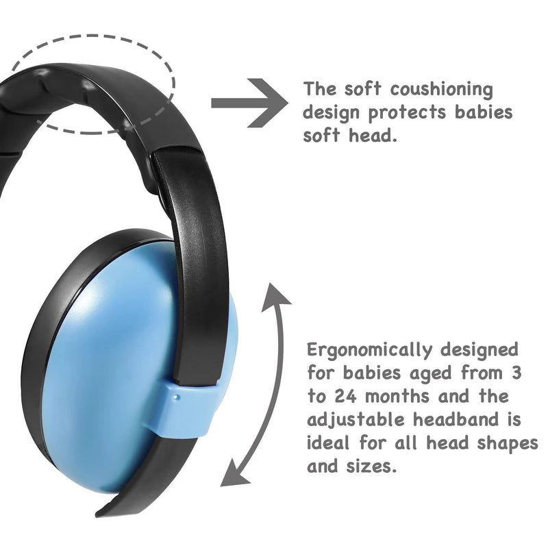 [Australia] - PandaEar Baby Ear Protection Noise Cancelling HeadPhones Ages 0-3 Years | Infant Hearing Protection Earmuffs -Blue Blue 