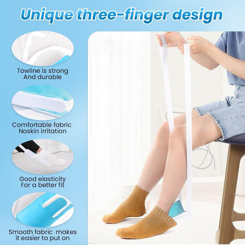 [Australia] - Sock Aid - Sock Aids for Putting On Socks - Sock Aid Device for Putting Socks Easy On and Off for Seniors, Disabled, Pregnant - Sock Helper Aide Tool - Sock Assistant Device (Blue) Blue 