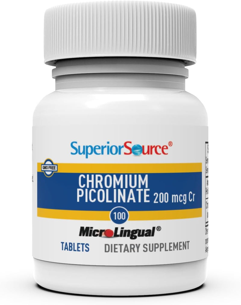 [Australia] - Superior Source Chromium 200 mcg, Quick Dissolve MicroLingual Tablets, 100 Count, Promotes Healthy Protein & Sugar Metabolism, Supports Healthy Blood Sugar Levels Already Within Normal Range, Non-GMO Unflavored 100 Count (Pack of 1) 