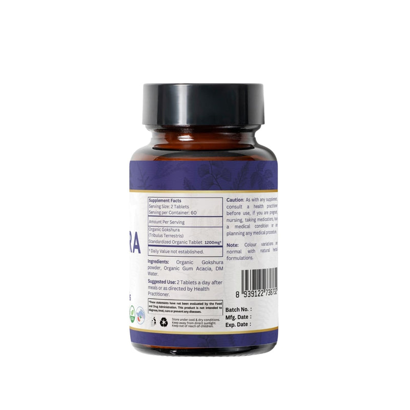 [Australia] - Gokshura 120 Tablets | Tribulus Terrestris (Gokshura) | USDA Organic Certified| Supports Immunity and Strength | Organic and Natural 120tab 120 Count (Pack of 1) 