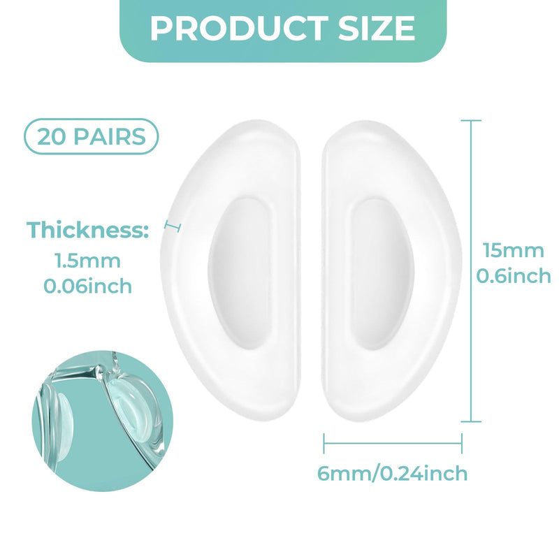 [Australia] - Quelcc 20 pairs of transparent glasses nose pads, self-adhesive nose pads, glasses nose pads, nose pads for glasses, self-adhesive, silicone nose pads for glasses and sunglasses, transparent 