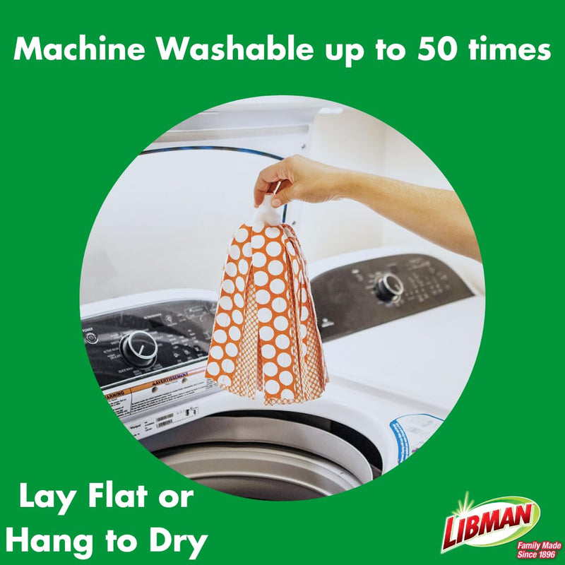 [Australia] - Libman Wonder Mop Head Replacement | Absorbent Microfiber | Self Wringing Mop | Best Mop Refill | Machine Washable | Multi-Surface Floor Mop | 3 Replacement Pads,Red & White 