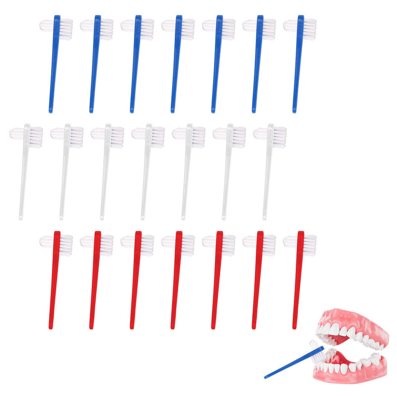 [Australia] - 21 Pcs Dual Headed Denture Brush, Portable Denture Toothbrush for False Teeth, Retainer Cleaner Brush 