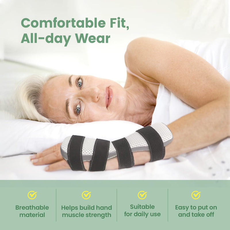Radial Nerve Palsy Splint for Wrist Drop, Adjustable Static Fingers Fixation Brace, for Crutch Palsy, Limp Finger, Mcp Arthroplasty, Stroke Hand Recovery - Fits Right & Left Hand