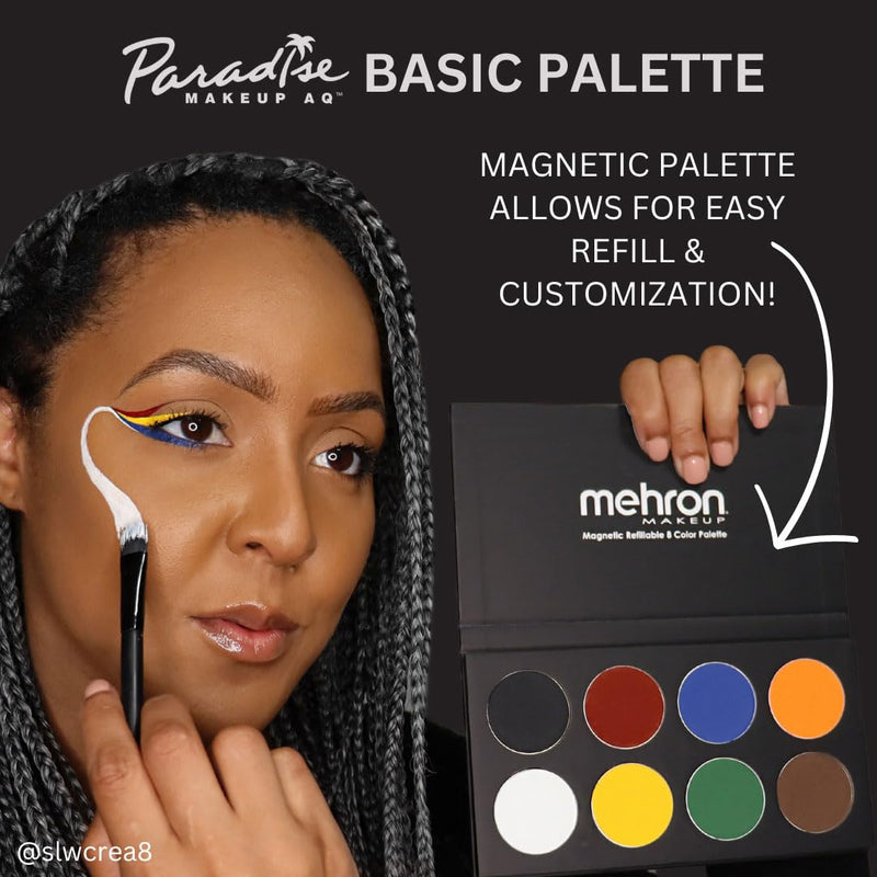 [Australia] - Mehron Makeup Paradise Makeup FX 8 Color Basic Palette | Magnetic Refillable Body Paint & Face Paint Palette | Professional & Water Activated | Costumes, SFX, Halloween, & Cosplay 