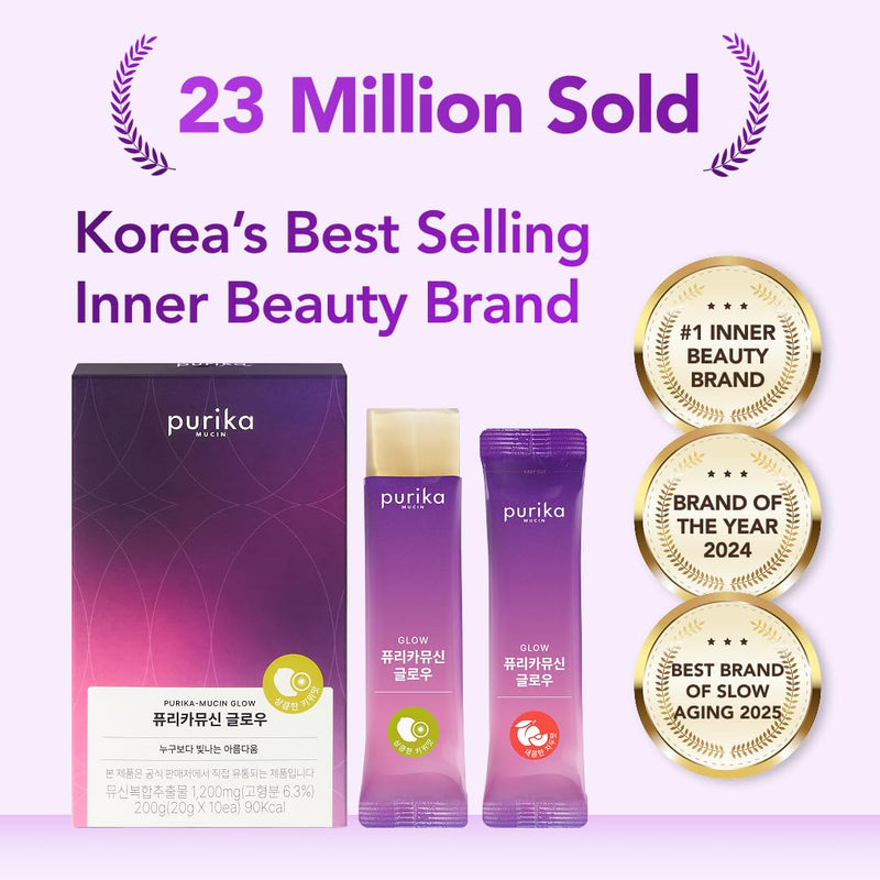Glow, 1200mg Snail Mucin Supports Skin Elasticity, Collagen Peptides Jelly Stick, Kiwi Flavor, Biotin, Vitamin C, Hyaluronic Acid, Prebiotics, Korean Skin Care, 10 Sticks