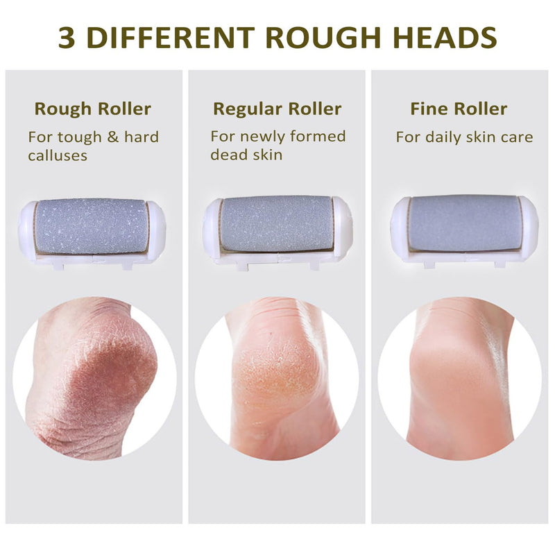 [Australia] - Electric Callus Remover for feet - FSA Eligible - Portable Rechargeable Electric Foot Files with 3 Heads - Pedicure Kit for Dry Dead Hard Cracked Skin 3 Replacement Heads 