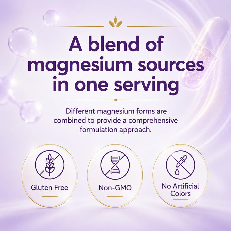 HerMag 20-in-1 Magnesium Complex, 12 Forms of Magnesium with Vitamin B6, Zinc & Nutrient Blend, Daily Wellness Supplement, 90 Capsules