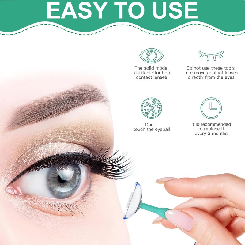 [Australia] - AIYVELU 8pcs Contact Lens Suction Cup, Silicone Contact Lens Remover, Contact Lens Insert Removal Tool, Insertion Aid Contact Lens Suction Cup with Hard Lens Bottle, Green 