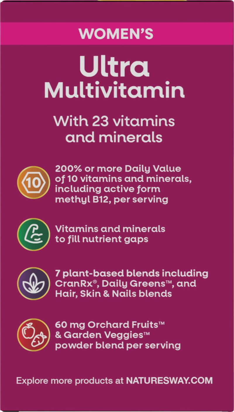 Nature's Way Alive! Women's Ultra Multivitamin, High Potency, 60 ct | Complete Daily Women's Vitamins, Promotes Energy Metabolism and Muscle Function*, Vitamin A, C, D, Methylated B12 60 Count (Pack of 1)