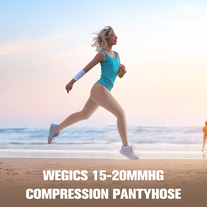[Australia] - 2 Pairs 15-20 mmHg Compression Pantyhose for Women, Closed Toe Compression Stockings, Waist High Opaque Compression Tights for Varicose Veins, Swelling, Teacher, Doctor Medium Beige-Closed Toe 