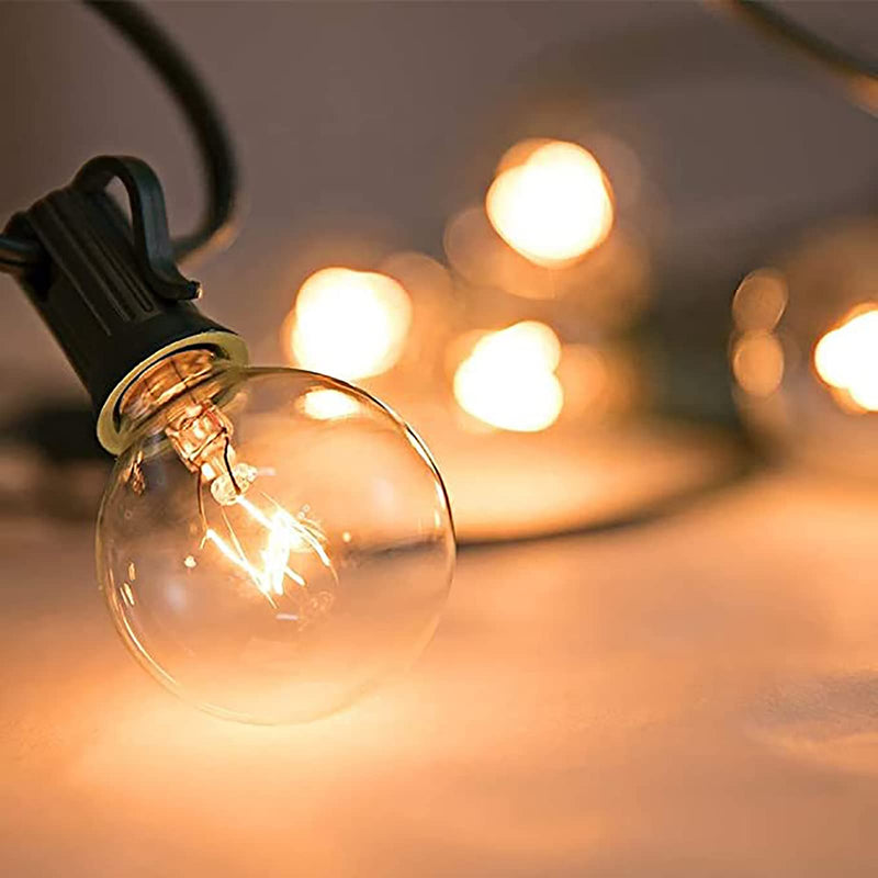 [Australia] - G40 Replacement Light Bulbs, 120V 5W Clear Globe Bulb, E12 / C7 Candelabra Base, 1.5 Inch Glass Incandescent Bulbs for Indoor Outdoor Patio String Lights, Warm White -25 Pack 